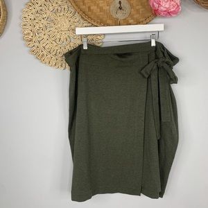 Loft Plus Womens Skirt 20 Green True Wrap Tie Front Comfort Stretch Career Fall